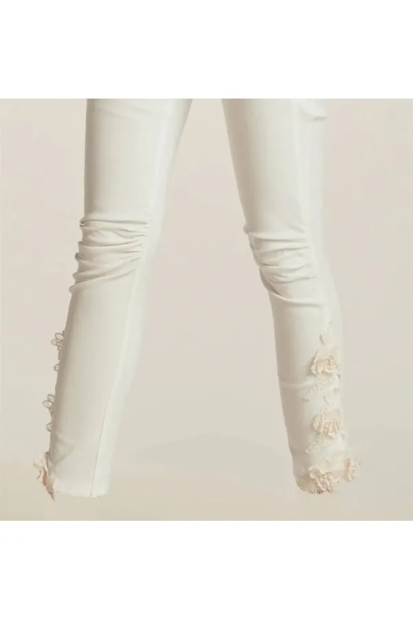 Skinny Dantel Pantolon - Kırık Beyaz