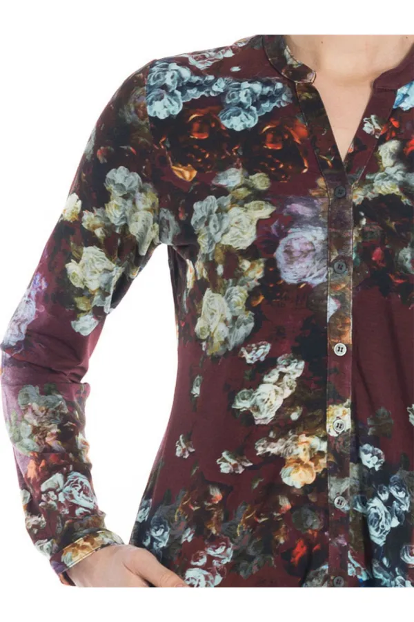 Chemise à imprimé floral - Bordeaux