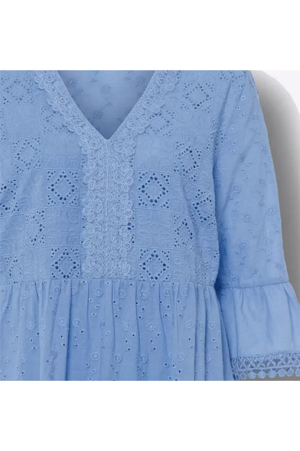 Dantelli Elbise - Mavi