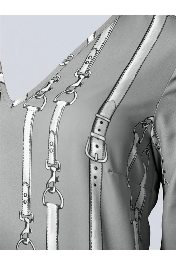 Basklılı Uzun Bluz - Vizon