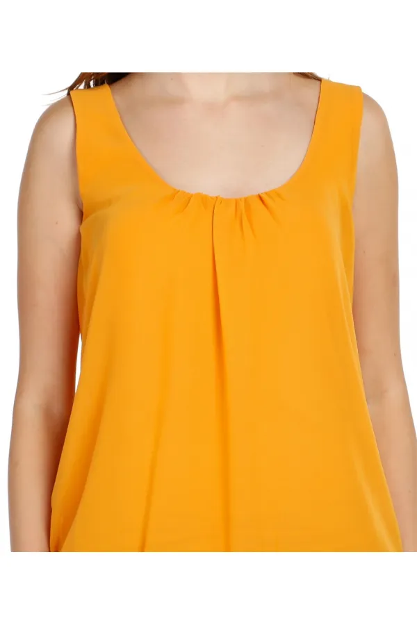 Şifon Kolsuz Bluz - Bal