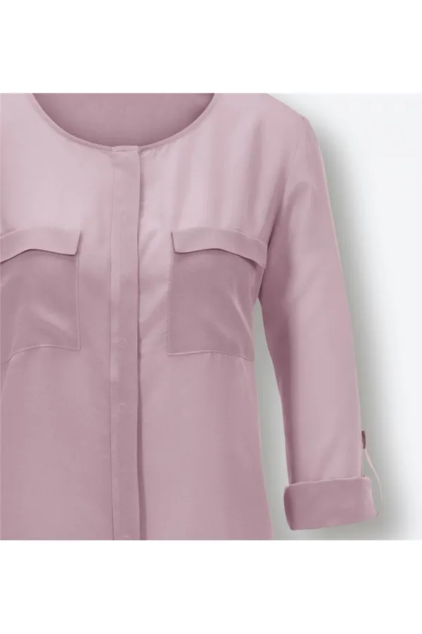 Saf İpek Gömlek - Eflatun