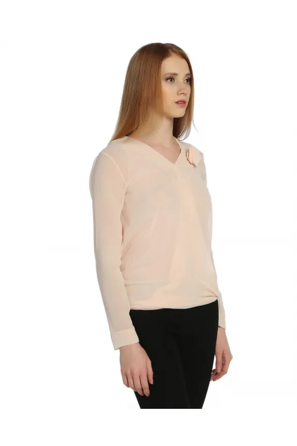 Şifon Bluz - Pudra