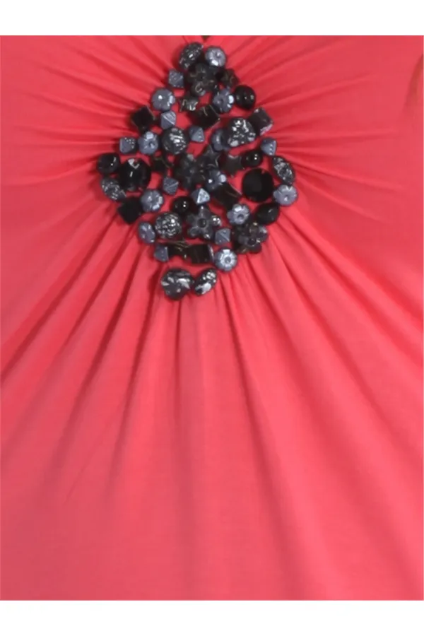 Taşlı ve Boncuklu Elbise - Narçiçeği