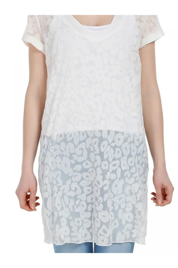 İpek Leopar Desenli Plaj Elbise - Krem