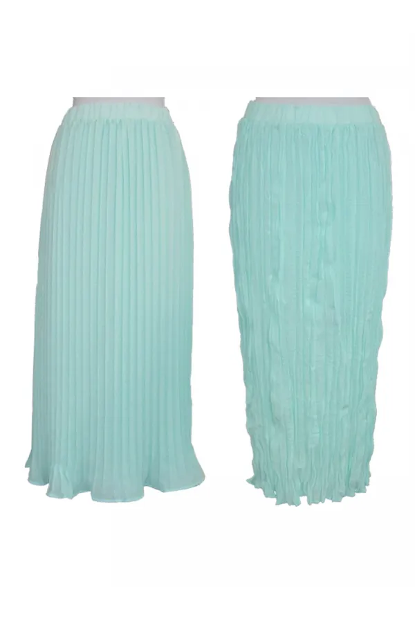 Pileli Maxi Etek - Mint Yeşili