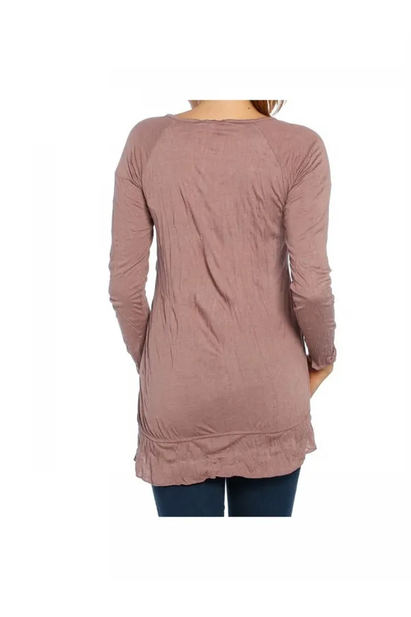 Casual Uzun Tişört - Gül Kurusu