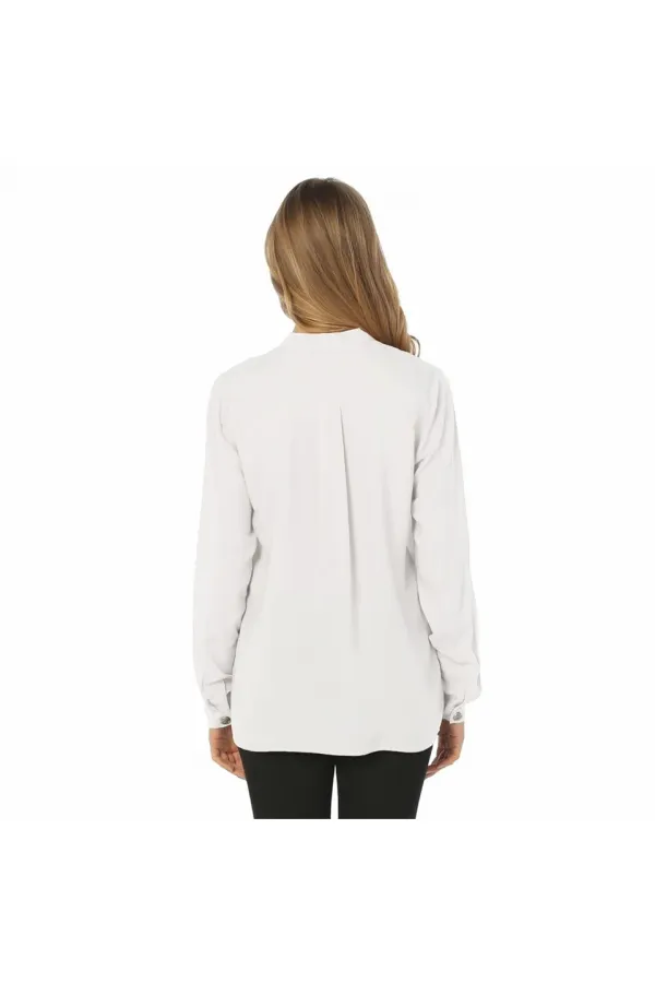 Düğme Bluz - Beyaz