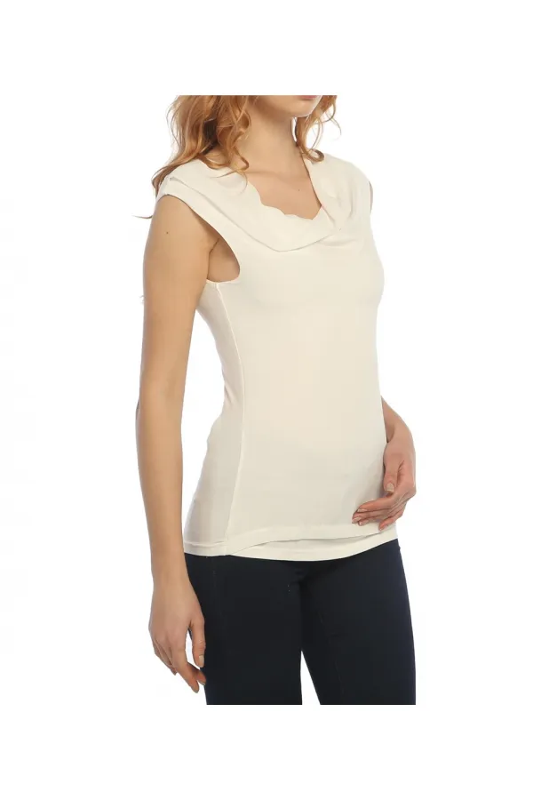 Şifon Tişört - Ekru