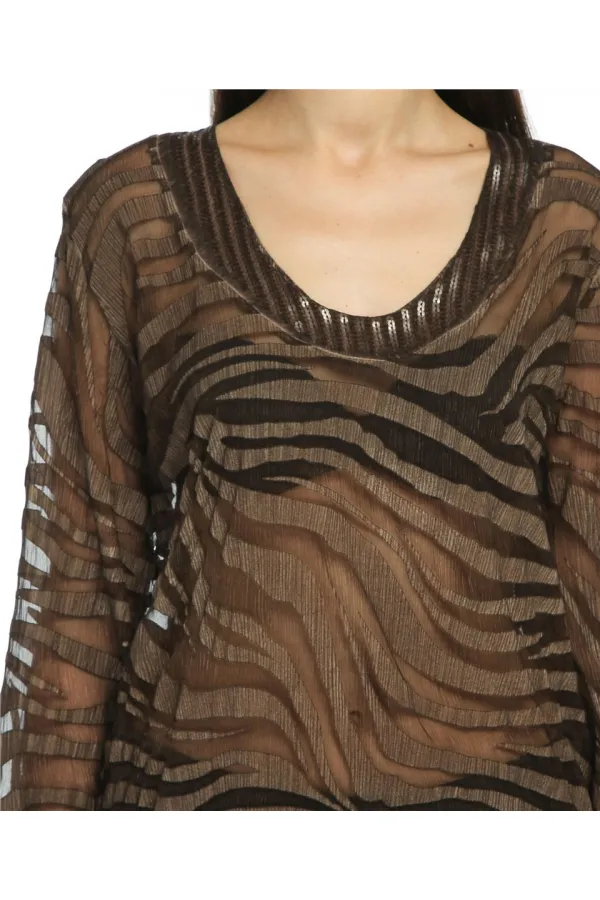 İpek Plaj Tunik  - Kahve