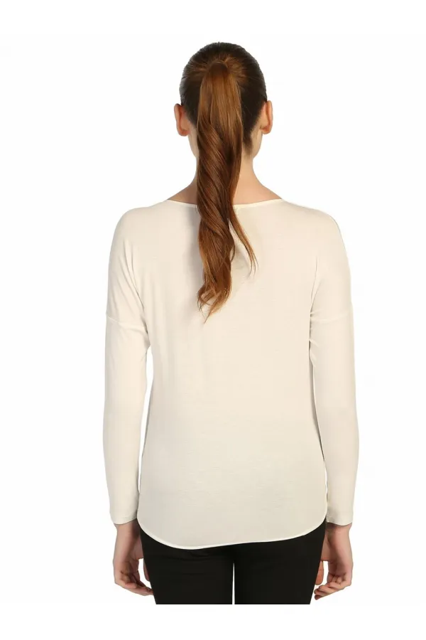 Uzun Kollu T-shirt - Ekru