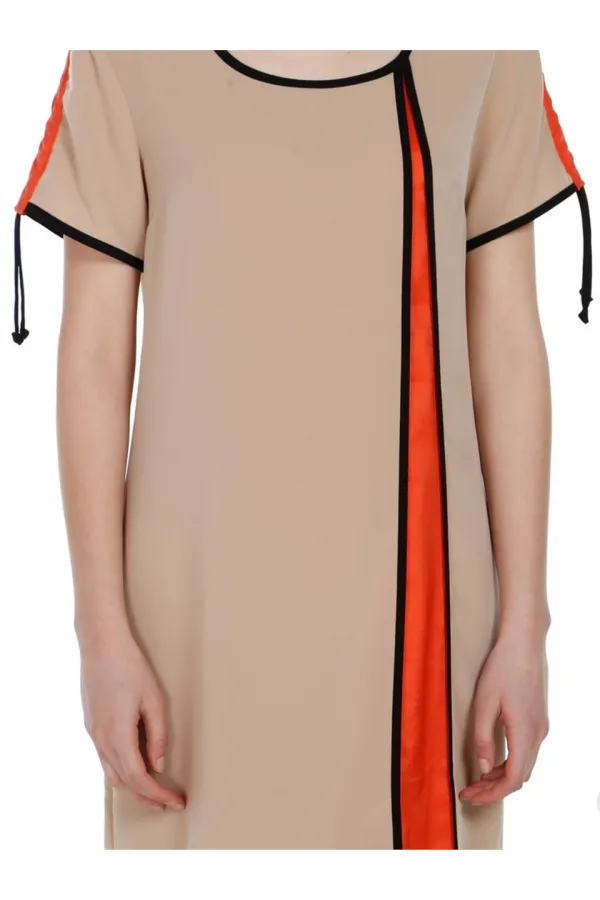 Saten Şeritli Elbise - Çok Renkli