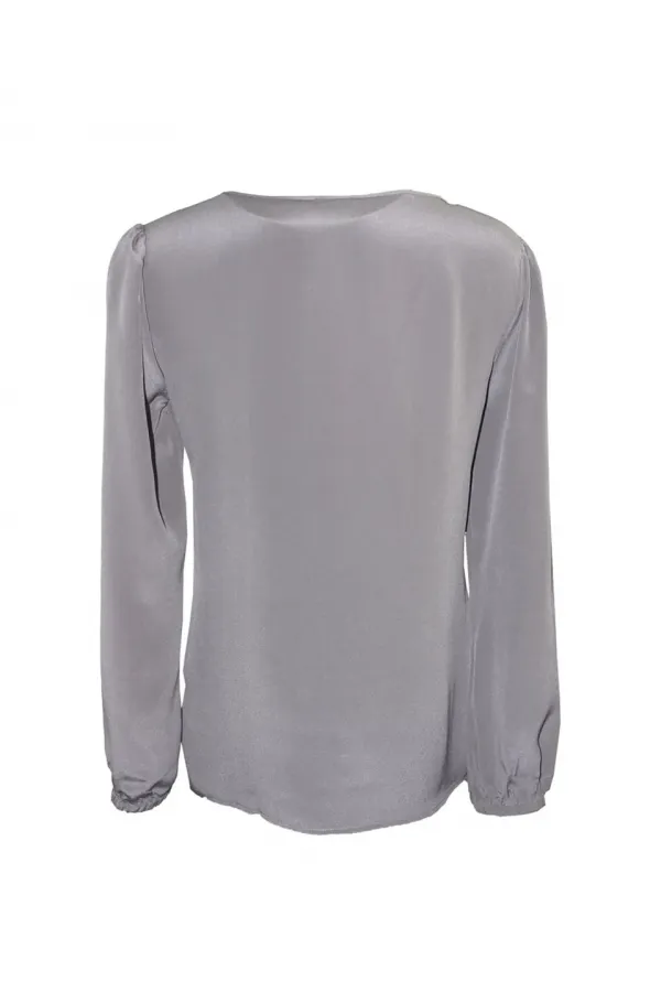 Saf İpek Bluz - Vizon