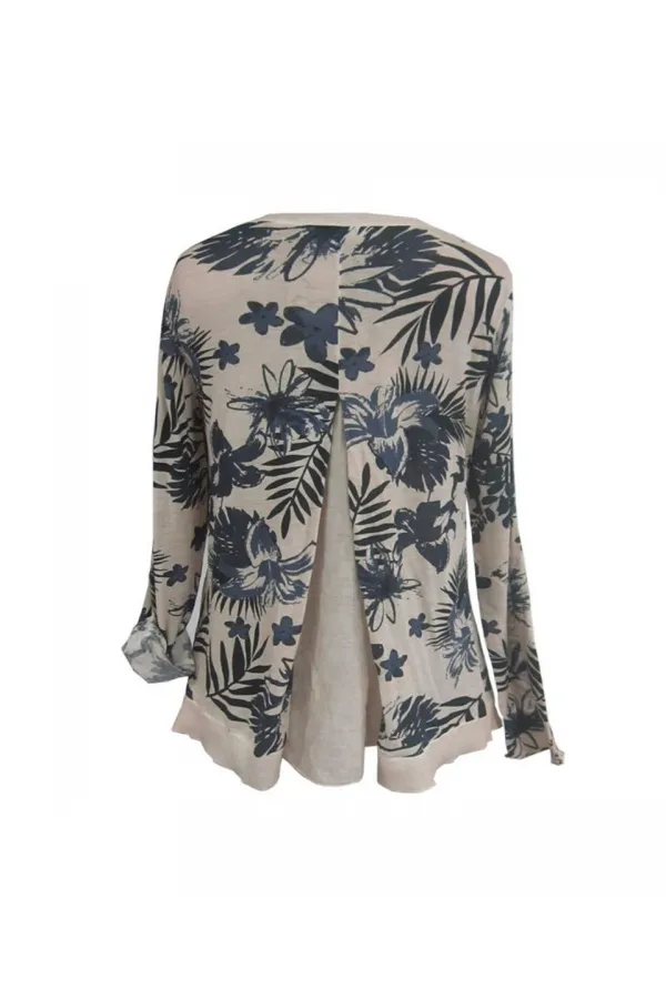 Baskılı Bluz - Bej