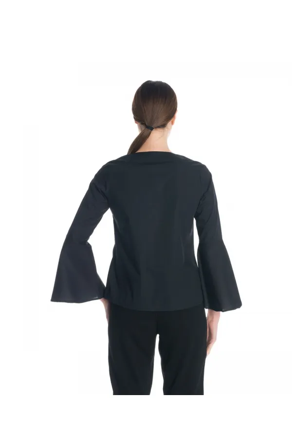 Kolları Volan Bluz - Siyah