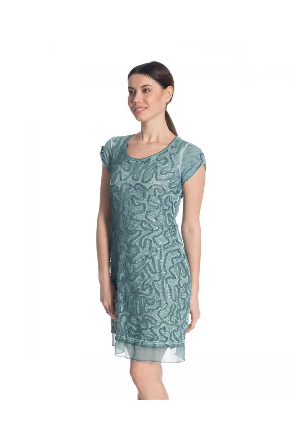 Payetli Elbise - Nane Yeşili