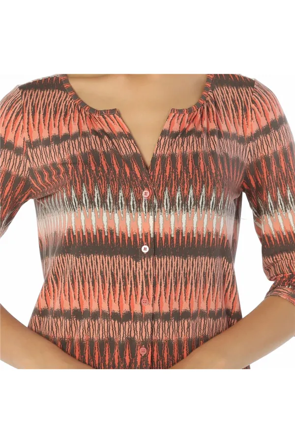 Trend Desen Baskılı Bluz - Çok Renkli