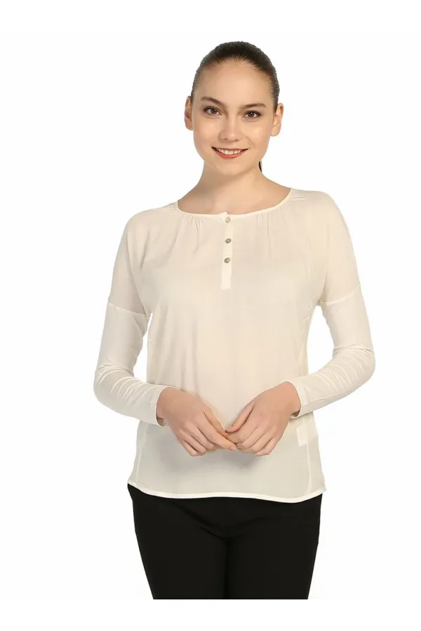 Uzun Kollu T-shirt - Ekru