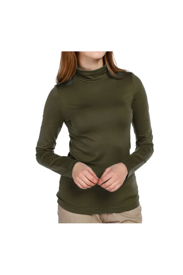 Turtleneck T-Shirt - Olive Green
