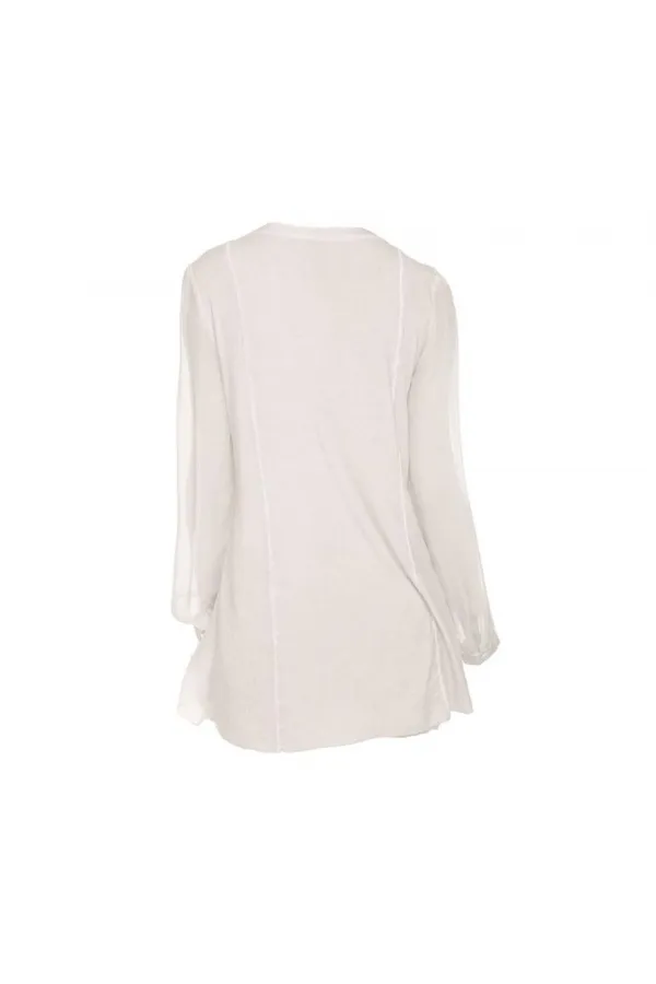 İpek Şifon Bluz - Beyaz