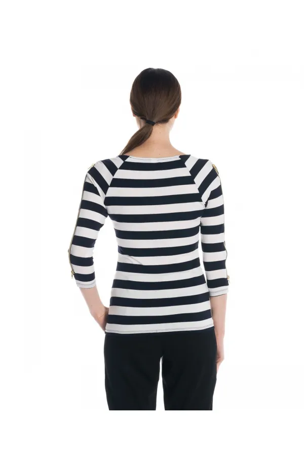 T-shirt rayé avec fermeture éclair - Rayé