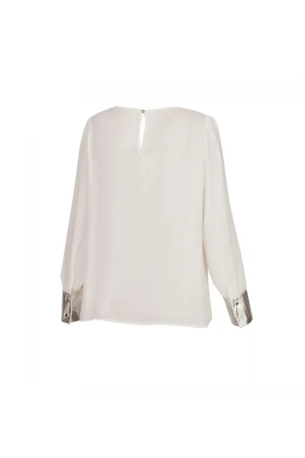 Şifon Bluz - Ekru