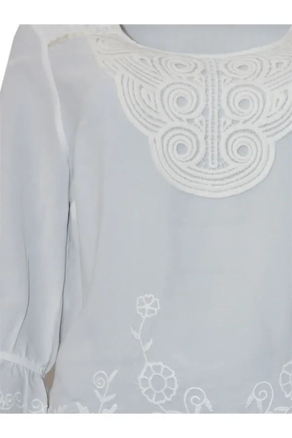 Dantel Bluz - Ekru