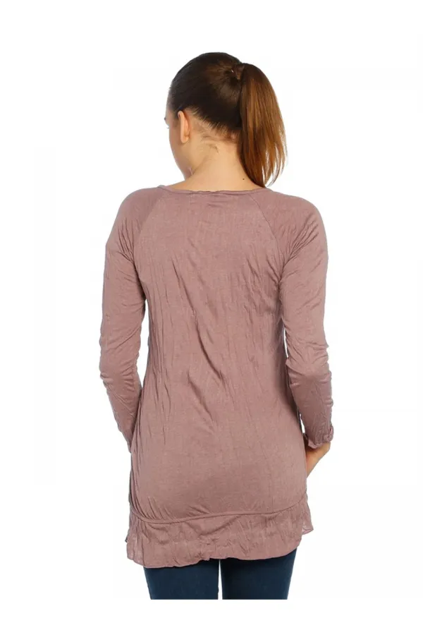 Casual Uzun Tişört - Gül Kurusu