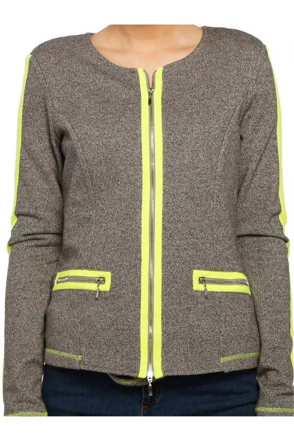 Neon Sweat Ceket - Gri