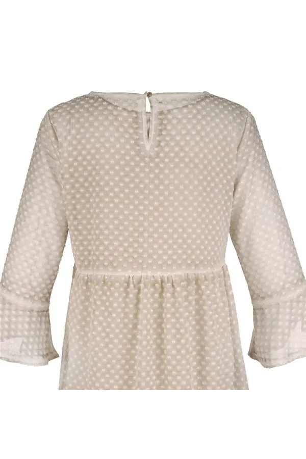 Ponpon Şifon Elbise - Kum