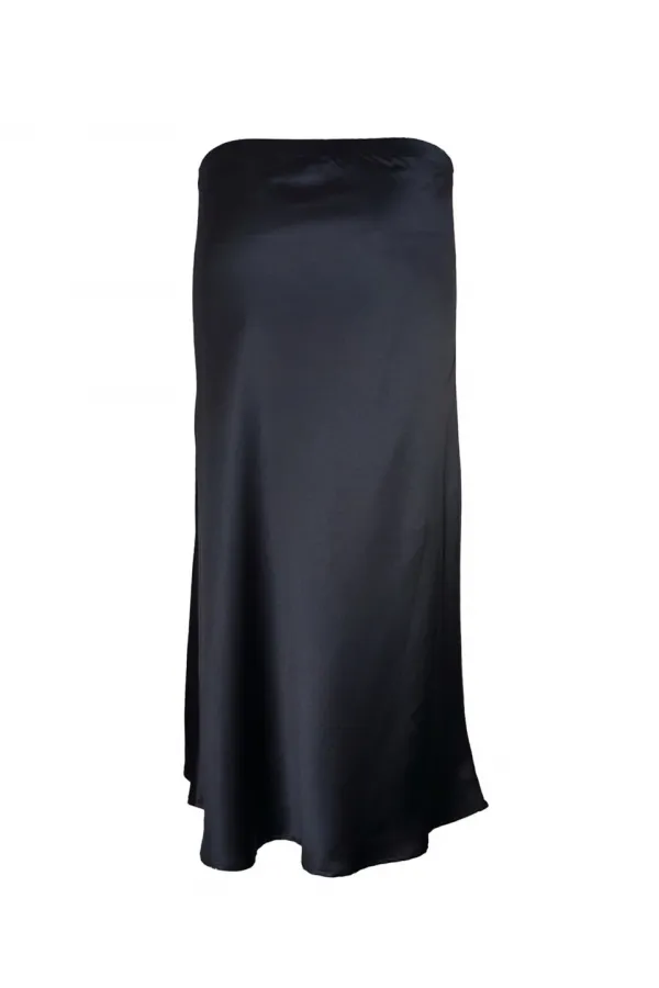 Saten Uzun Etek - Siyah