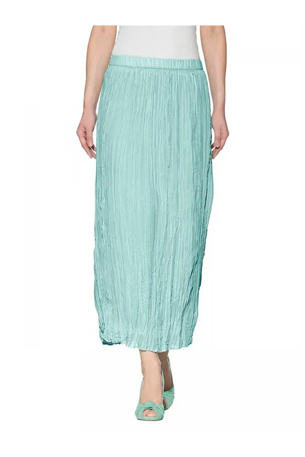 Pileli Maxi Etek - Mint Yeşili