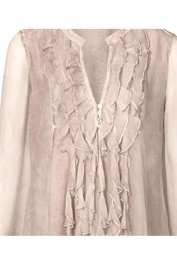 İpek Şifon Bluz - Kum