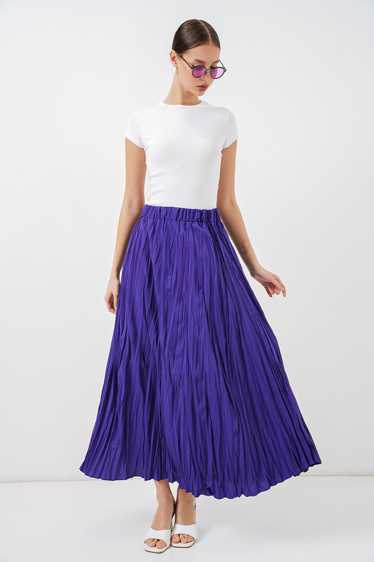 Jupe Longue Femme Boden Violette Taille UK 20 - Mélange Viscose, état Impeccable
