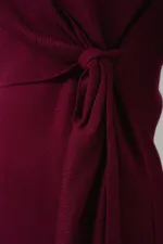 Kadın Kruvaze Yaka Triko Elbise 15928 - Bordo