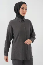 Ensemble deux pièces hijab tricoté T5858 - Anthracite