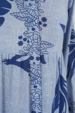 Robe hijab à motifs authentiques 2423 - Bleu marine