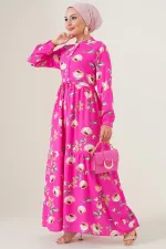 Robe hijab à col juge 2144 - A.Fuchsia