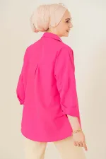 103901 Oversize Basic Hijab Shirt - Dark Pink