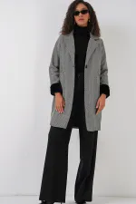 Manteau en cachemire à chevrons 9085 - Noir Manteau en cachemire à chevrons 9085 - Noir