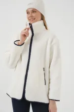 5211 Zippered Plush Coat - Navy Blue