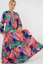 2423 Authentic Patterned Hijab Dress - A.Pudra