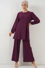 Kadın Tunik Pantolon Alt Üst Takım 6663 - Mor