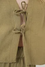 Kadın Keten Görünümlü Sıfır Kol İkili Takım 6746 - Çağla