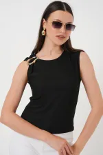 Kadın Kolsuz Basic Bluz 935 - Siyah