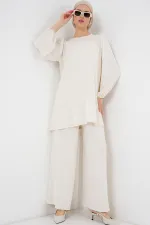 Ayrobin Tunik Pantolon Alt Üst Takım 6712 - Ekru