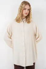 Women's Textured Oversize Tunic 5989 - Cream Women's Textured Oversize Tunic 5989 - Cream