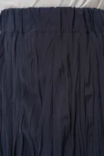 Jupe longue froissée pour femme 8042 - Bleu marine