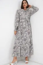 Robe hijab ceinturée pour femme 2589 - Pierre