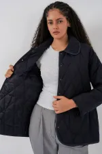 Kadın Kapitone Oversize Mont 5226 - Lacivert